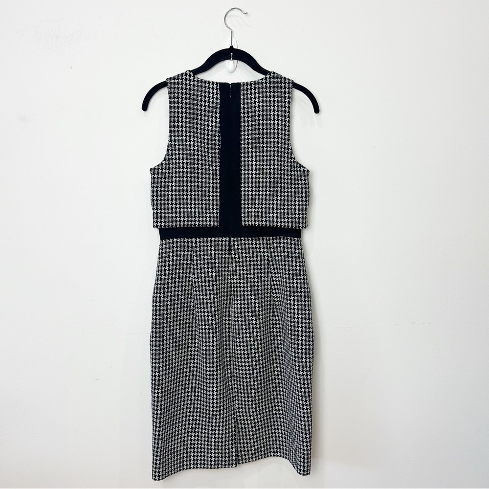 Jcrew Wool Shift Dress Black White Career Office Workwear Career Sleeveless - Picture 4 of 10